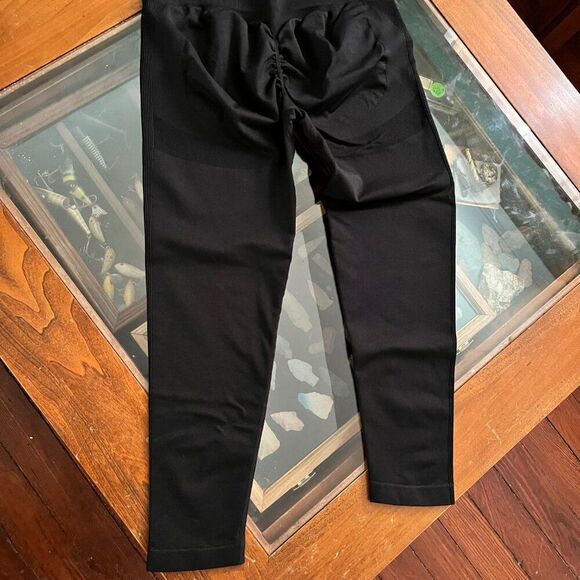 NEW Black Workout Leggings Women Gym Scrunch Butt Lifting Seamless Leggings XXL - Picture 9 of 10